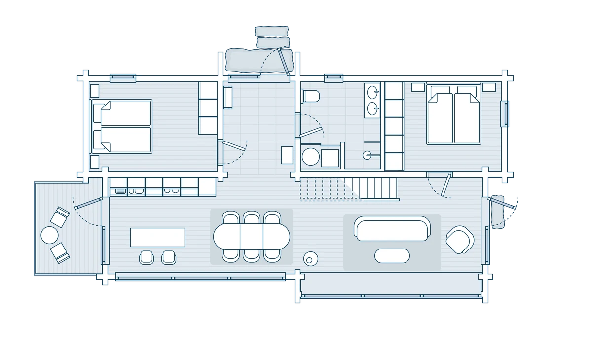 Floor plan ground floor, chalet Tind